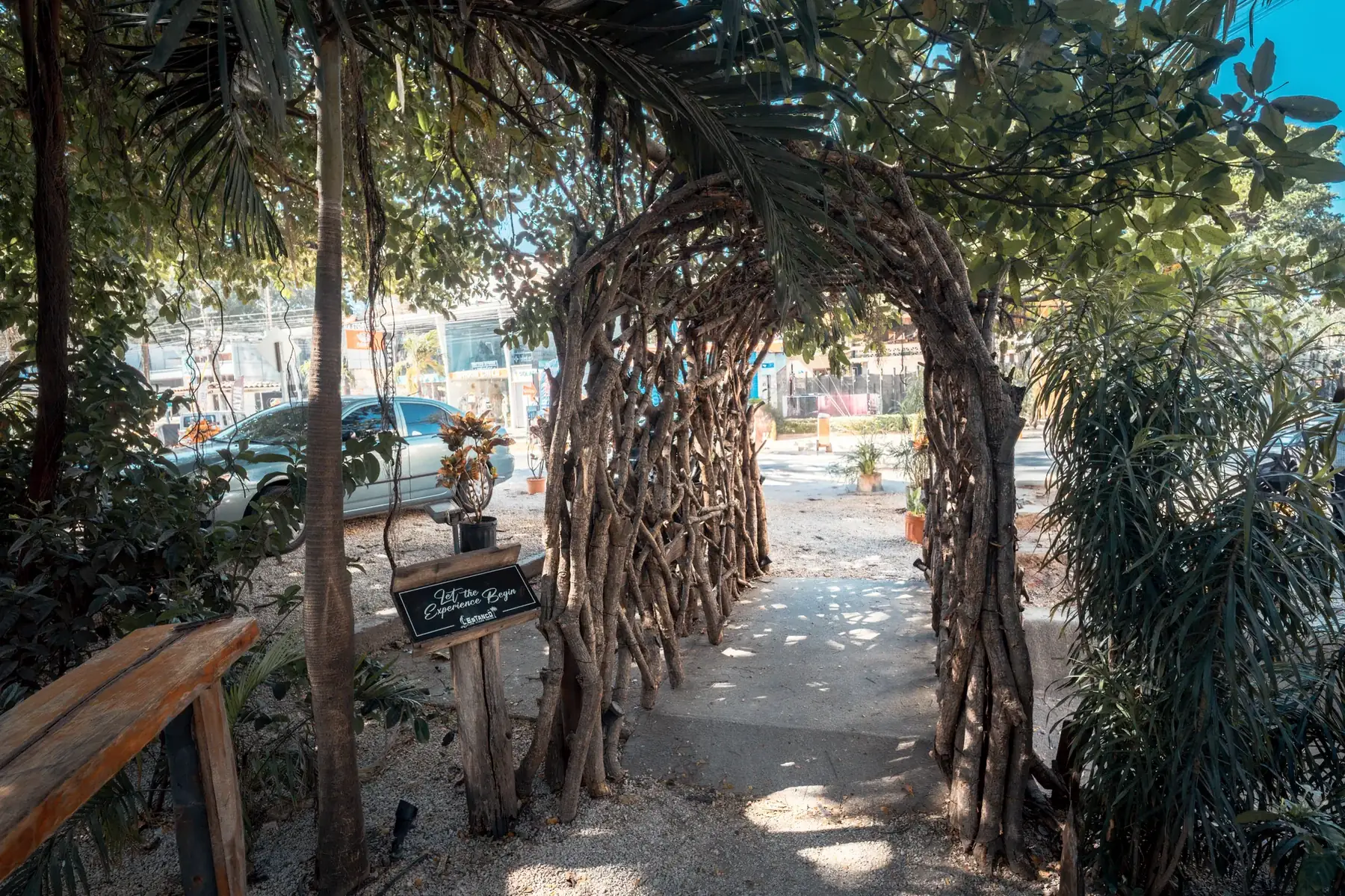 Entrada al túnel de ramas Symbiosis en L’Estanco, Tamarindo